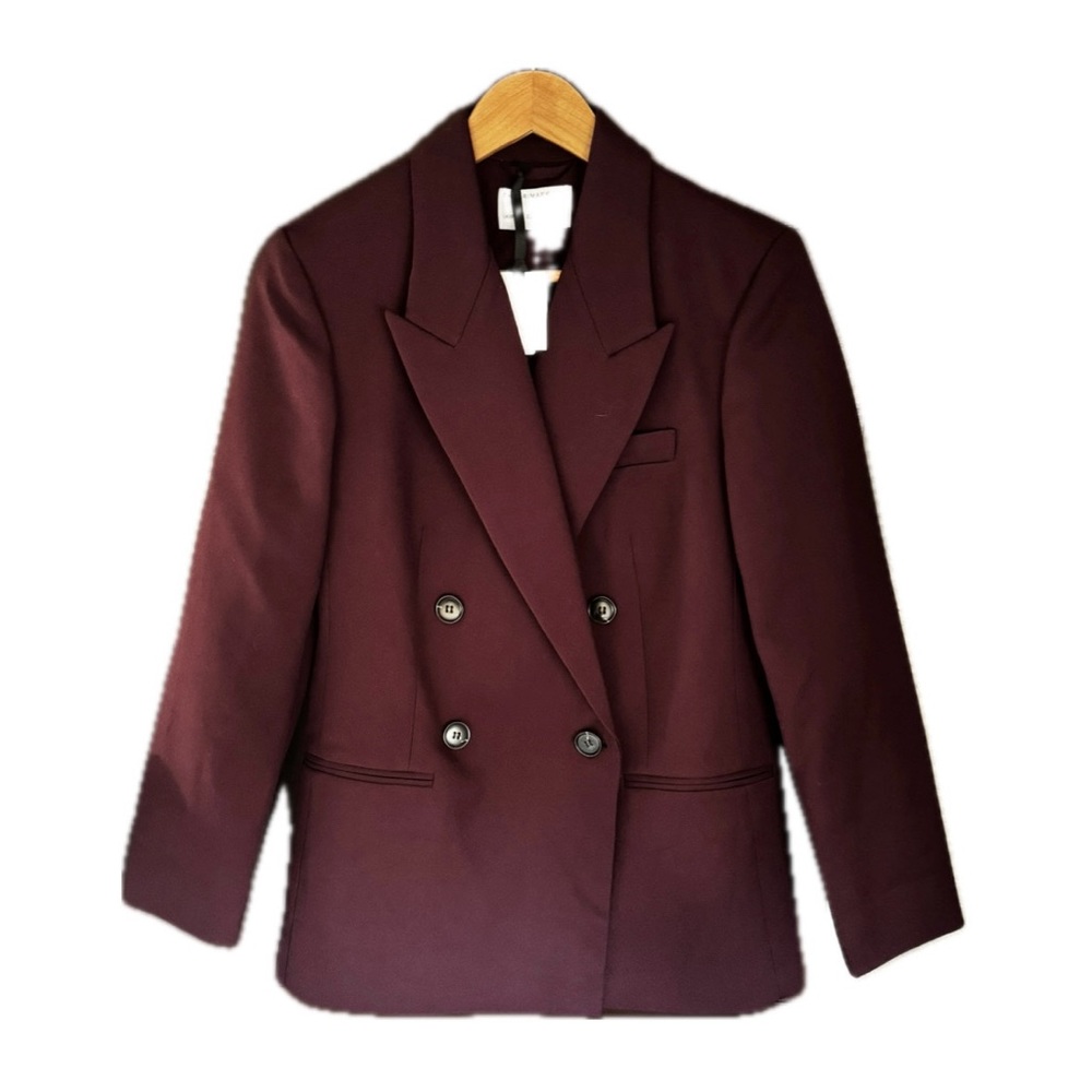 Primark Maroon Purple Double Breasted Fitted Oversized Blazer